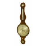 Mahogany four glass banjo barometer signed J. Pini, 23 Brook St Holl'n, London, the 12" principal