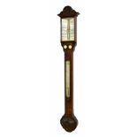 Mahogany stick barometer, the angled scale signed Apps, 133 Strand, London, within a glazed case