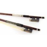 Two old silver mounted violin bows (2)