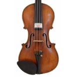 German violin circa 1900, stamped 'Concert Violin' behind the peg box, 14 3/16", 36cm (table sound