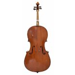 Good Maggini copy violoncello circa 1900, bearing an indecipherable label, the two piece back of