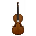 French three-quarter size violin, 13", 33cm, case