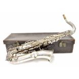 C melody tenor silver plated saxophone badged Lyon & Healy Chicago, with original leather case