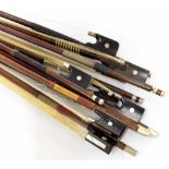 Small bundle of silver and nickel mounted violin bows