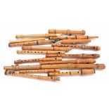 Large Selection of 19th century and later boxwood wind instruments, mainly recorders, including a