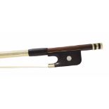 Nickel mounted violin bow stamped Paul Mangenot, 61gm