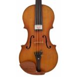 German violin labelled J.Ch. Detmering in Hamburg, Gegriindet 1858, 14 3/16", 36cm