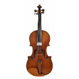Early 20th century Stradivari copy violin bearing a repairer's label, 14 3/16", 36cm