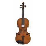 Early 20th century German violin labelled Stradivarius, 14 1/8", 35.90cm, bow