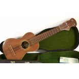 Interesting Hawaiian koa wood ukulele, hard case