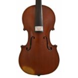 Violin labelled André Conot á Lyon, 1924 no. 19, the two piece back of faint medium curl with