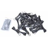 Quantity of quarter size violin metal tailpieces with fitted tuners, also quarter size hardwood