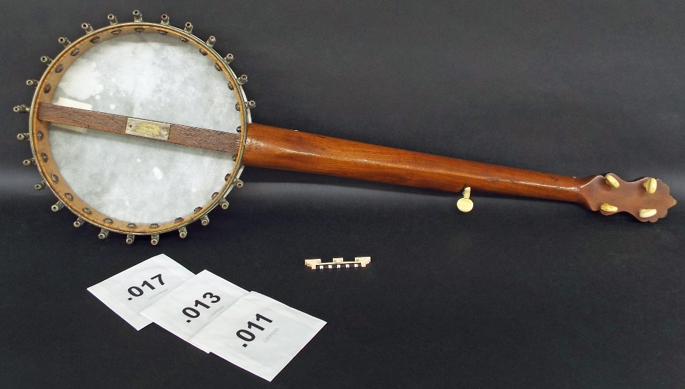 Five string open back banjo inscribed E.C. Dobson, Maker, New York, USA on a plaque to the dowel - Image 2 of 4