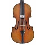 Late 19th century violin labelled Manufactured in Berlin, Copy of Joseph Guarnerius, 14 1/8", 35.