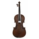 Late 19th century violin with crackled varnish, 14 3/16", 36cm