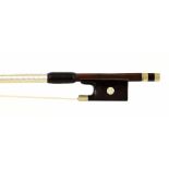 Nickel mounted violin bow stamped Tourte, 57gm