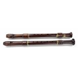 Two Peter Harlin rosewood and brass mounted tenor recorders (2)