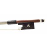 German silver mounted violin bow by and stamped Conrad Gotz***, the stick octagonal, the signed frog