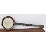 Barnes & Mullins five string zither banjo, with 9" skin and 27.5" scale, within an original fitted