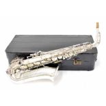 B & H 'The Oxford' silver plated alto saxophone, made in France, case