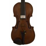 Interesting late 18th century violin, the one piece back of faint medium curl with similar wood to