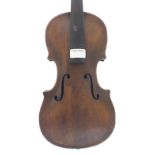 Interesting 19th century violin, 14 1/16", 35.70cm