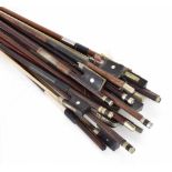 Small bundle of bows, one bow stick stamped E. Sartory á Paris