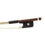 Good French silver mounted violoncello bow by Charles Nicolas Bazin circa 1900, the stick round, the