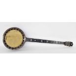 Early 20th century Frank Merton 'The Merton Banjo' five string zither banjo, soft case (at fault)