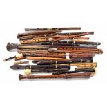 Large Selection of various wooden wind instruments, mainly recorders, some stamped