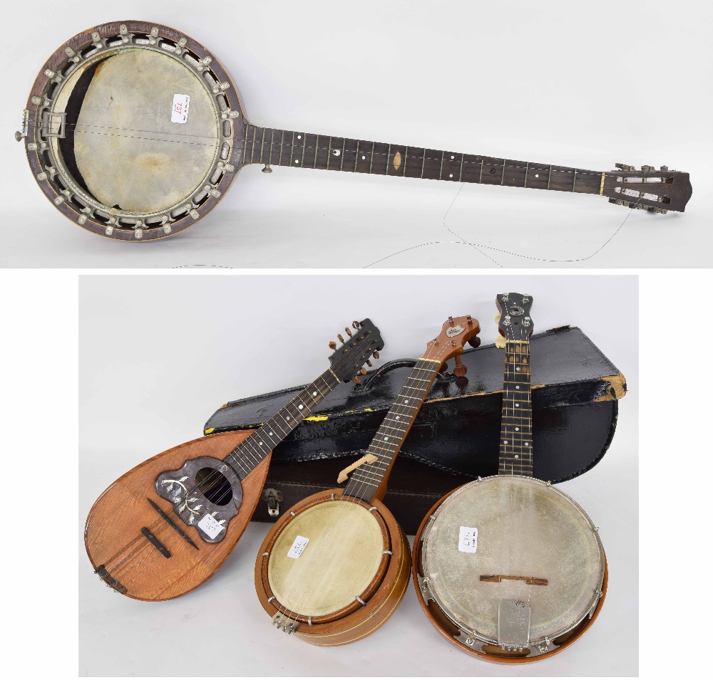Windsor Popular model five zither banjo, with 8.5" skin and 27" scale (at fault); together with a