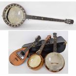 Windsor Popular model five zither banjo, with 8.5" skin and 27" scale (at fault); together with a