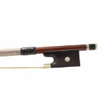 Silver mounted violin bow, unstamped, 65gm (condition issues)