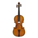 Late 19th century violin, possibly French, 14 1/8", 35.90cm, bow