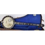 Clifford Essex zither banjo, with 8.5" skin and 26" scale, case