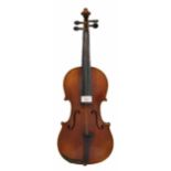 Mid 20th century violin, 14 1/8", 35.90cm, bow