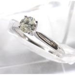 18ct white gold solitaire diamond ring, 0.30ct, clarity I2, colour J-K, ring size O/P