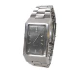 Omega DeVille automatic stainless steel gentleman's bracelet watch, the rectangular grey dial with