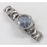 Tag Heuer Link stainless steel lady's bracelet watch, ref. WJF1419, no. CK8036, blue mother of pearl