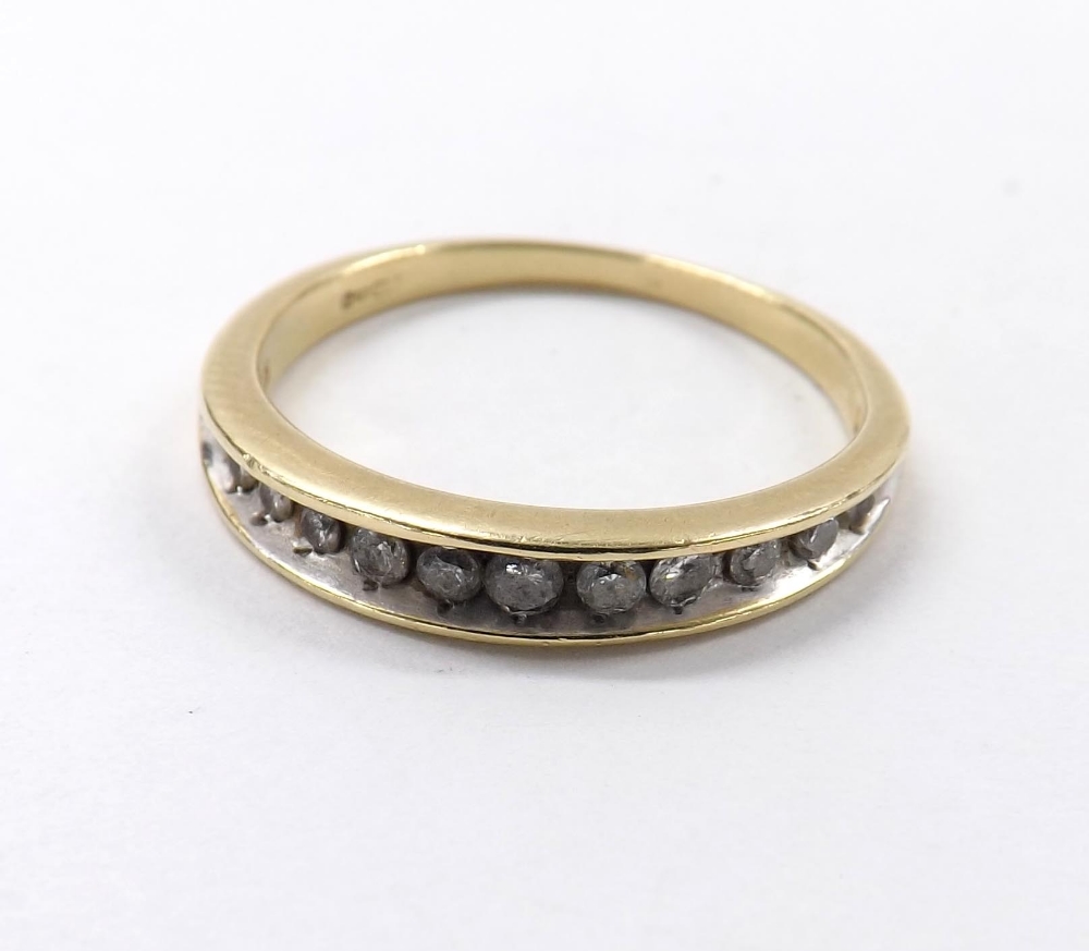 9ct diamond set half eternity ring, 2.7gm, ring size S