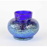 Loetz iridescent textured ovoid glass vase, decorated on a blue ground, signed Loetz, Austria, 3.