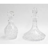 Edinburgh Crystal cut glass decanter, with stopper, 11" high, together with a Waterford Crystal