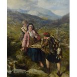 Thomas Falcon Marshall (1818-1878) - 'A Drink by the Way', a Highland landscape with figures