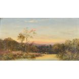 George A. Boyle (19th century) - river landscape with cattle at sunset, indistinctly signed, oil