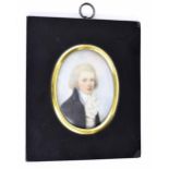 Miniature School (19th century) - oval portrait of Christopher Harding, label and inscription verso,