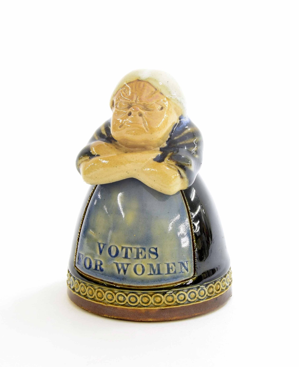 Suffragette Interest - Royal Doulton stoneware figural inkwell, modelled as a lady standing with