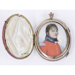 Frederick Buck (1771-1840) - oval portrait of an officer, enamel and hairwork reverse within a