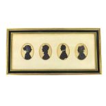 Silhouettes (19th century) - group of four oval portrait profiles, within a contemporary gilded