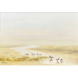 Noel Dudley (20th/21st century) - 'Brent Geese at low tide', signed and dated '70 (1970), also