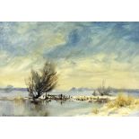 Ronald Crampton (1905-1985, British) - 'Frozen Broad', signed, also inscribed on the artists label